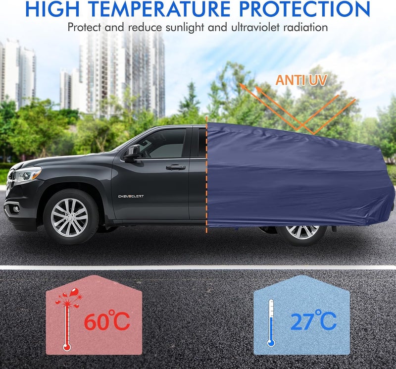 DINGHAO Car Cover Waterproof All Weather, 6 Layers Outdoor Full Exterior Cover Rain Sun UV Snowproof Protection with Zipper Cotton, Mirror Pocket for Chevrolet Silverado - Image 3
